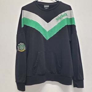 Harry Potter Sweatshirt Slytherin Chevrons Womens Crewneck Long Sleeve Oversized